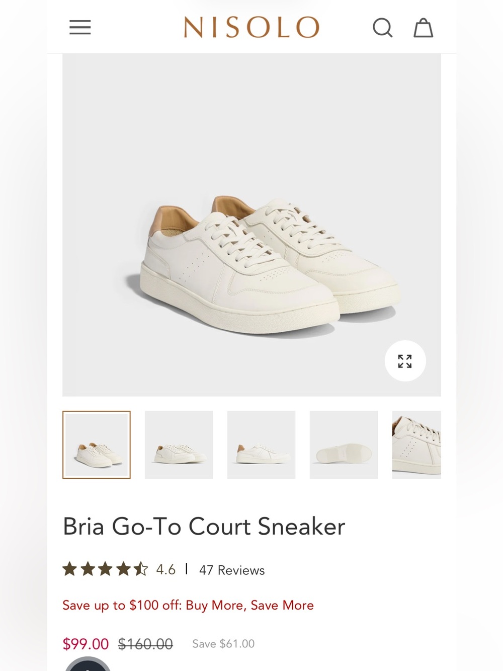 Bria Go-To Court Sneaker in Off-White with Tan Heel